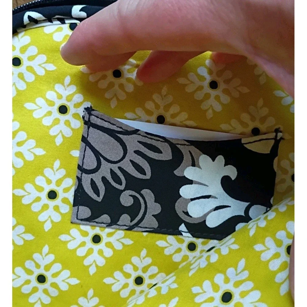 Tech Case Vera Bradley - Baroque- Black Yellow White Zip Top Bag Holder Purse